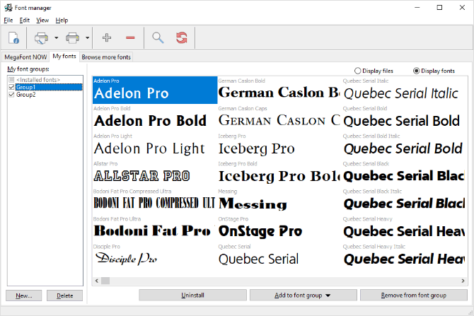Organize your fonts in groups