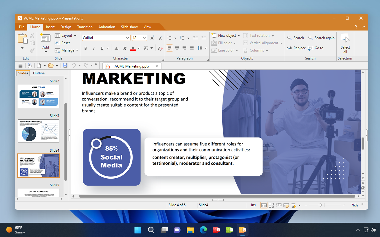 Presentations voor Windows, het AVG-conforme alternatief voor Microsoft PowerPoint.
