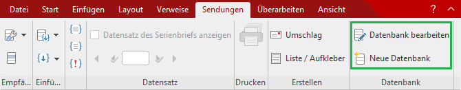 Datenbank auswählen