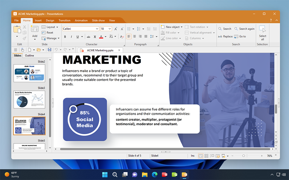 Presentations para Windows, a alternativa ao Microsoft PowerPoint em conformidade com o RGPD.