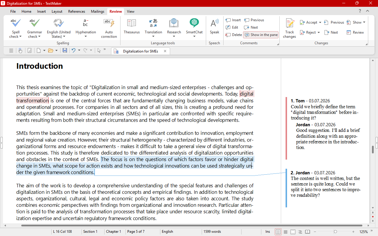 TextMaker, un giocatore di squadra
